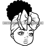 Black And White Cute African Baby Girl Face African American Baby Girls Hade Smile Face Puffy Hairstyle Vector White Background Happy Life  SVG JPG PNG Vector Clipart Cricut Silhouette Cut Cutting
