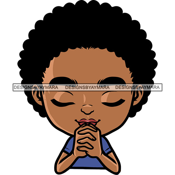 Afro Baby Girls Praying Hand Baby Face Puffy Hairstyle African American Girls Cute Face Smile Happy Life Vector SVG JPG PNG Vector Clipart Silhouette Cut Cutting