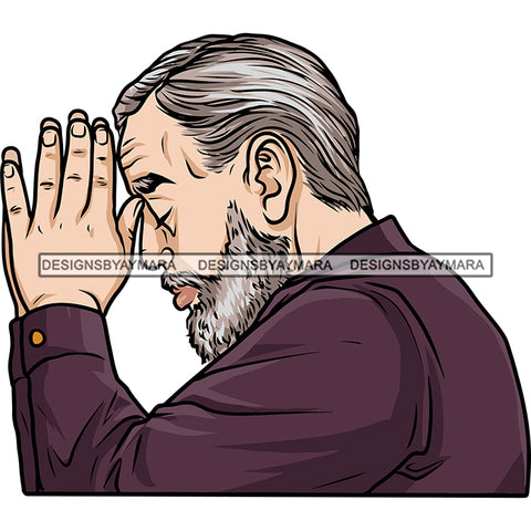 Businessman Hard Praying Hand Real Hero Sad Face Thinking Face Vector Feeling Stressed And Sleepy Design Element SVG JPG PNG Vector Clipart Cricut Silhouette Cut Cutting
