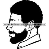 Black And White Afro Black Man African American Man Side Face Curly Hairstyle Thinking Shock Person Design Element Close Eye Man Side Look SVG JPG PNG Vector Clipart Cricut Silhouette Cut Cutting
