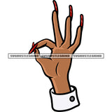 Ok Hand Sign Woman Hand Sign White Background Long Nail Color Design Element Sexy Woman Hand SVG JPG PNG Vector Clipart Cricut Silhouette Cut Cutting