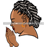 African American Hard Praying Hand Afro Woman Side Face Fat Woman Artwork Design Element Curly Hairstyle Long Nail BW SVG JPG PNG Vector Clipart Cricut Silhouette Cut Cutting