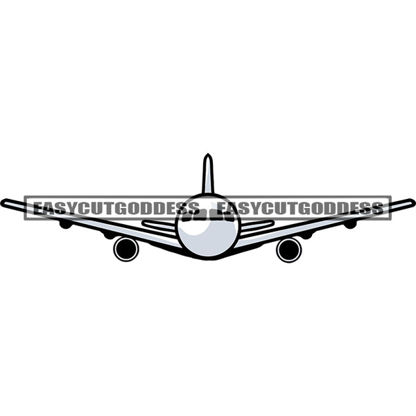 Airplane Flight Line Icon Concept Black And White Artwork Design Element White Background Airplane Wings SVG JPG PNG Vector Clipart Cricut Silhouette Cut Cutting