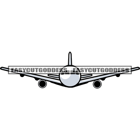 Airplane Flight Line Icon Concept Black And White Artwork Design Element White Background Airplane Wings SVG JPG PNG Vector Clipart Cricut Silhouette Cut Cutting