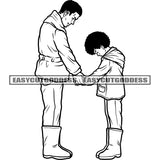 Black And White Afro Father Holding Hand Daughter Afro Hairstyle Emotional Moment Father And Daughter Standing Dad Advice BW Background SVG JPG PNG Vector Clipart Cricut Silhouette Cut Cutting