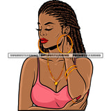 African American Woman Afro Girl Sexy Pose Locus Hairstyle Wearing Hoop Earing Color Design Element Sexy Pose White Background SVG JPG PNG Vector Clipart Cricut Silhouette Cut Cutting