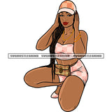 Afro Sexy Woman Sitting Pose Black And White Artwork Wearing Sunglasses African American Girl Headphone On Head Color Design Element Afro Gangster Man Locus Hairstyle SVG JPG PNG Vector Clipart Cricut Silhouette Cut Cutting