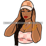 Afro Woman Wearing Cap African American Girls Locus Hairstyle Color Artwork Face Design Element SVG JPG PNG Vector Clipart Cricut Silhouette Cut Cutting