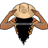 African American Woman Wearing Hat Curly Hairstyle Afro Girls Long Nail Vector Holding Cap Color Design SVG JPG PNG Vector Clipart Cricut Silhouette Cut Cutting