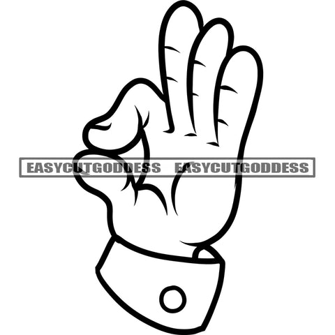 Ok Hand Sign Design Element Black And White Cooking Kitchen Master Chef White Background Artwork SVG JPG PNG Vector Clipart Cricut Silhouette Cut Cutting