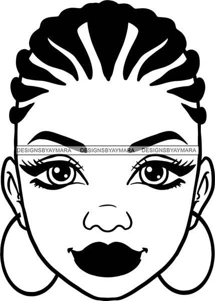 Afro Woman Braids Hairstyle Black Girl Magic Melanin Popping Hipster Girls SVG JPG PNG Layered Cutting Files For Silhouette Cricut and More