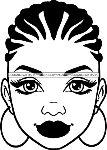 Afro Woman Braids Hairstyle Black Girl Magic Melanin Popping Hipster Girls SVG JPG PNG Layered Cutting Files For Silhouette Cricut and More