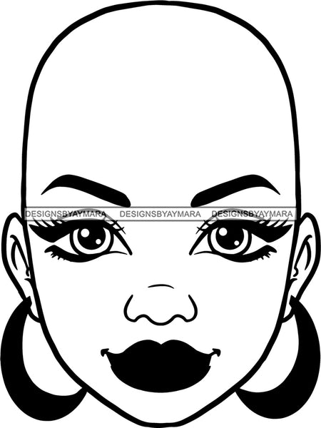 Afro Woman Bald Hairstyle Black Girl Magic Melanin Popping Hipster Girls SVG JPG PNG Layered Cutting Files For Silhouette Cricut and More