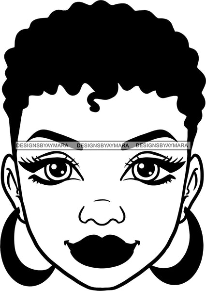 Afro Woman Short Curly Hairstyle Black Girl Magic Melanin Popping Hipster Girls SVG JPG PNG Layered Cutting Files For Silhouette Cricut and More