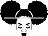 Afro Woman Messy Hair Bun Afro Puff Black Girl Magic Melanin Popping Hipster Girls SVG JPG PNG Layered Cutting Files For Silhouette Cricut and More