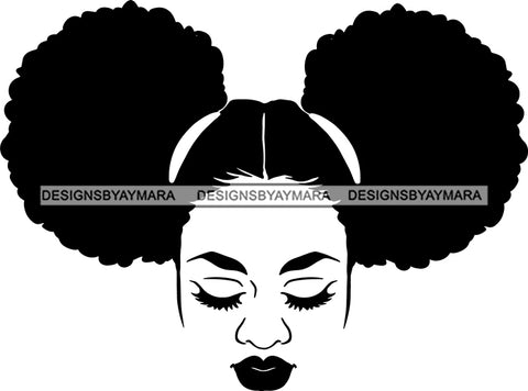 Afro Woman Messy Hair Bun Afro Puff Black Girl Magic Melanin Popping Hipster Girls SVG JPG PNG Layered Cutting Files For Silhouette Cricut and More