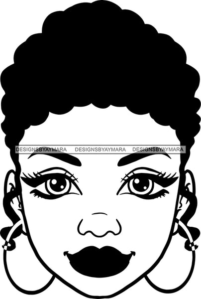 Afro Woman Messy Curly Hair Black Girl Magic Melanin Popping Hipster Girls SVG JPG PNG Layered Cutting Files For Silhouette Cricut and More