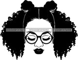 Afro Woman Messy Hair Bun Afro Puff Wearing Glasses Black Girl Magic Melanin Popping Hipster Girls SVG JPG PNG Layered Cutting Files For Silhouette Cricut and More