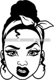 Afro Woman Messy Hair Wearing Headband Mean Face Black Girl Magic Melanin Popping Hipster Girls SVG JPG PNG Layered Cutting Files For Silhouette Cricut and More