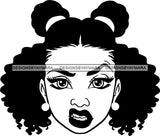 Afro Woman Messy Hair Afro Puff Bun Ponytail Mean Face Black Girl Magic Melanin Popping Hipster Girls SVG JPG PNG Layered Cutting Files For Silhouette Cricut and More