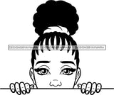 Afro Peeking Girl Messy Hair Afro Puff Bun Black Girl Magic Melanin Popping Hipster Girls SVG JPG PNG Layered Cutting Files For Silhouette Cricut and More