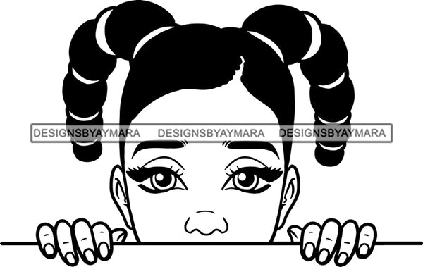 Afro Peeking Girl Messy Hair Afro Puff Bun Black Girl Magic Melanin Popping Hipster Girls SVG JPG PNG Layered Cutting Files For Silhouette Cricut and More