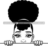 Afro Peeking Girl Messy Hair Afro Puff Bun Black Girl Magic Melanin Popping Hipster Girls SVG JPG PNG Layered Cutting Files For Silhouette Cricut and More