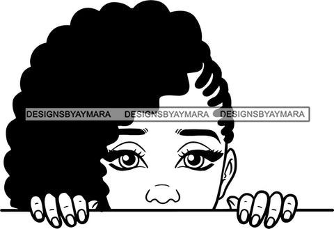 Afro Peeking Girl Messy Hair Afro Puff Bun Black Girl Magic Melanin Popping Hipster Girls SVG JPG PNG Layered Cutting Files For Silhouette Cricut and More