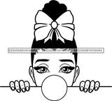 Afro Peeking Girl Messy Hair Afro Puff Bun Bubble Gum Black Girl Magic Melanin Popping Hipster Girls SVG JPG PNG Layered Cutting Files For Silhouette Cricut and More