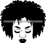 Afro Woman Messy Curly Hair Afro Puff Black Girl Magic Melanin Popping Hipster Girls SVG JPG PNG Layered Cutting Files For Silhouette Cricut and More