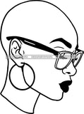 Afro Woman Bald Hairstyle Wearing Glasses Black Girl Magic Melanin Popping Hipster Girls SVG JPG PNG Layered Cutting Files For Silhouette Cricut and More