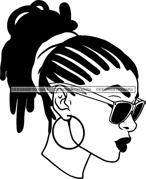 Afro Woman Braids Hairstyle Wearing Glasses Headband Black Girl Magic Melanin Popping Hipster Girls SVG JPG PNG Layered Cutting Files For Silhouette Cricut and More