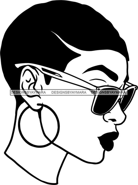 Afro Woman Short Hairstyle Wearing Glasses Black Girl Magic Melanin Popping Hipster Girls SVG JPG PNG Layered Cutting Files For Silhouette Cricut and More