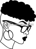 Afro Woman Mohawk Hairstyle  Wearing Glasses Black Girl Magic Melanin Popping Hipster Girls SVG JPG PNG Layered Cutting Files For Silhouette Cricut and More