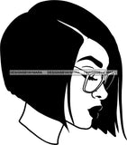 Afro Woman Short Bob Hairstyle Wearing Glasses Black Girl Magic Melanin Popping Hipster Girls SVG JPG PNG Layered Cutting Files For Silhouette Cricut and More