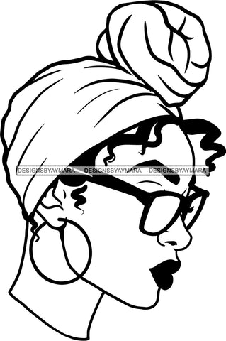 Afro Woman Curly Hairstyle Wearing Glasses Headband Black Girl Magic Melanin Popping Hipster Girls SVG JPG PNG Layered Cutting Files For Silhouette Cricut and More