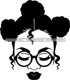 Afro Woman Messy Hair Bun Afro Puff Wearing Glasses Black Girl Magic Melanin Popping Hipster Girls SVG JPG PNG Layered Cutting Files For Silhouette Cricut and More