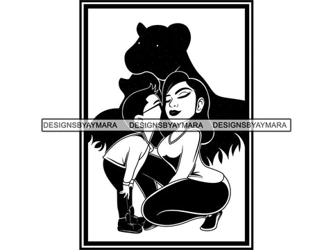 Afro Beautiful Woman Mom Child Goddess Fashion Model Stylish Diva Classy Lady .SVG .EPS .PNG Vector Clipart Cricut Circuit Cut Cutting