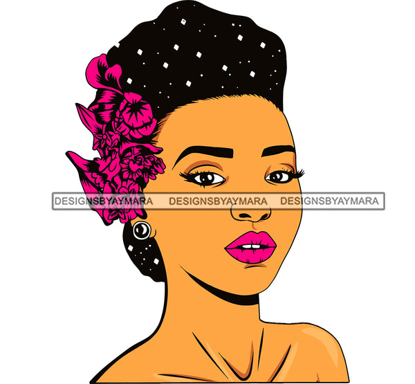 Cute Afro Diva Woman Face Design Element African American Melanin Girls Hairband Color Artwork Vector SVG JPG PNG Clipart Cricut Silhouette Cut Cutting