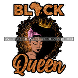 Black Queen Woman Crown Afro Glitter Africa Crown Pink Headwrap SVG JPG PNG Vector Clipart Cricut Silhouette Cut Cutting