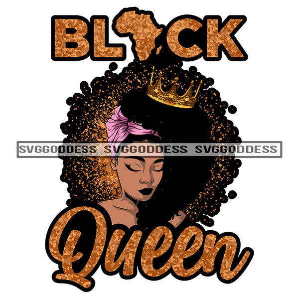 Black Queen Woman Crown Afro Glitter Africa Crown Pink Headwrap SVG JPG PNG Vector Clipart Cricut Silhouette Cut Cutting