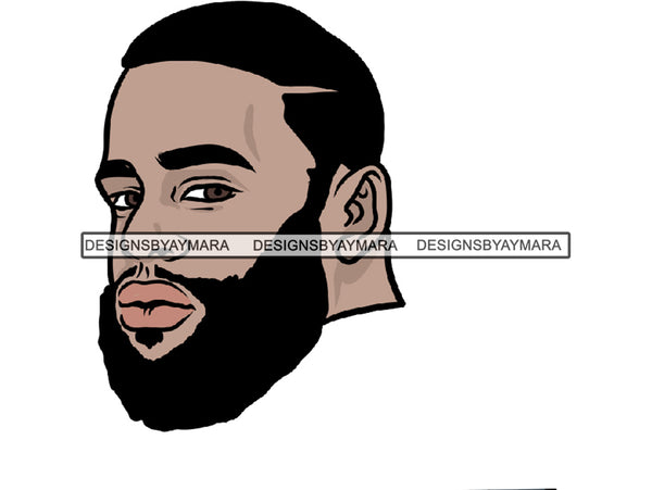 Black Man With Thick Beard Headshot  JPG PNG  Clipart Cricut Silhouette Cut Cutting