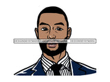 Black Man With Beard In Suit And Tie Striped Shirt  JPG PNG Clipart Cricut Silhouette Cut Cutting