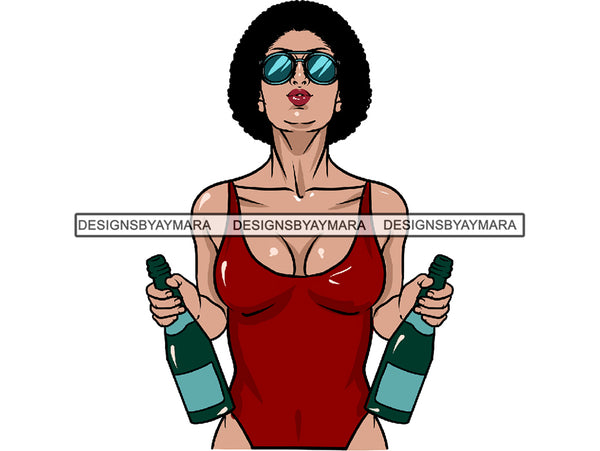 Afro Woman SVG Drinking Wine Alcohol African American Ethnicity Queen Diva Classy Lady  .SVG .EPS .PNG Vector Clipart Not For Cutting