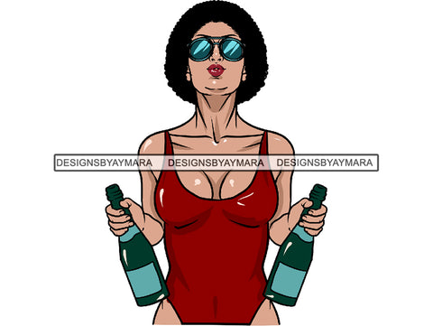 Afro Woman SVG Drinking Wine Alcohol African American Ethnicity Queen Diva Classy Lady  .SVG .EPS .PNG Vector Clipart Not For Cutting
