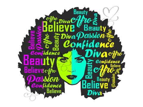 Afro Beautiful Black Woman SVG African American Ethnicity Afro Puffy Hairstyle Beauty Salon Queen Diva Classy Lady  Beautiful People Beauty Salon Princess