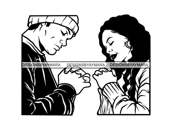 Couple Praying God Together SVG  Cut Files