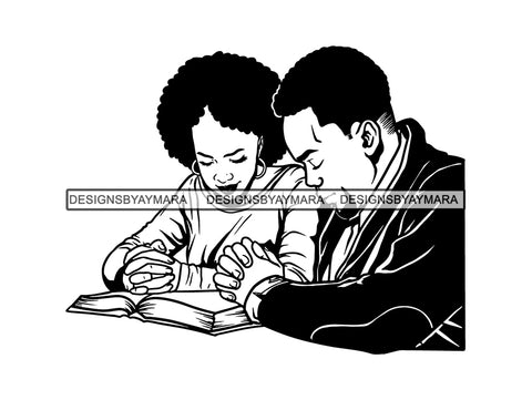 Black Couple Praying God Together SVG  Cut Files