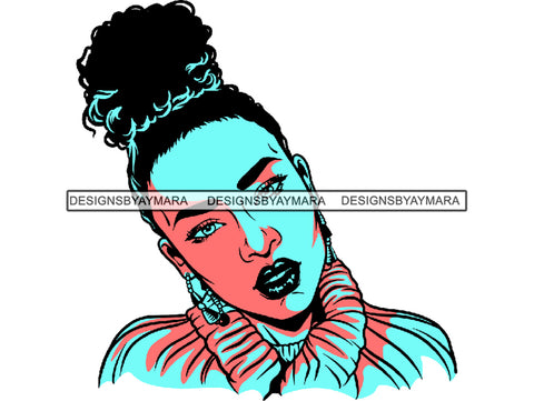 Afro Beautiful Black Woman SVG Color African American Ethnicity Afro Puffy Hairstyle Beauty Salon Queen Diva Classy Lady Princess