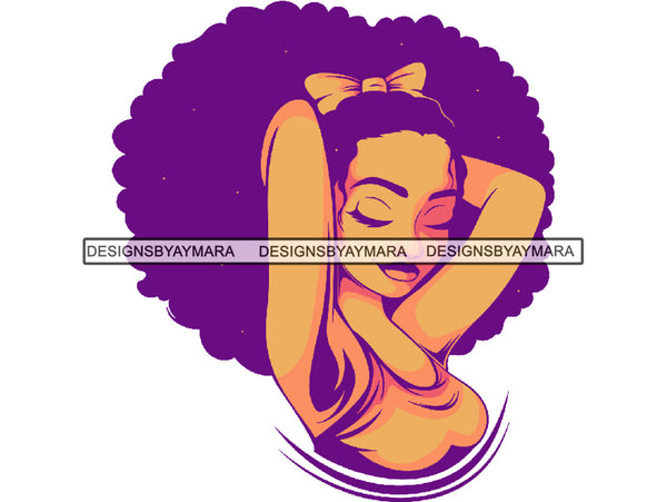 Afro Beautiful Black Woman SVG Color PNG File For Print Not For Cutting